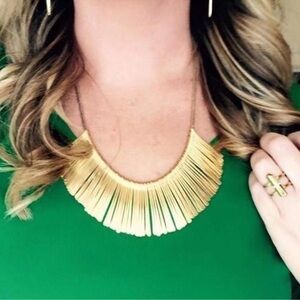 Stella & Dot Gold Fringe Statement Necklace